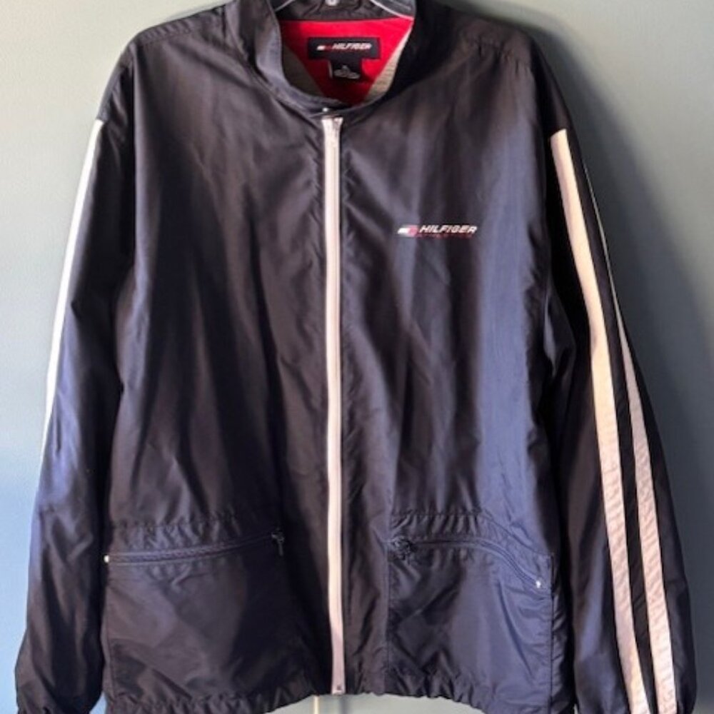 Tommy Hilfiger Athletics Division Mens Track Jacket Navy White XL Windbreaker